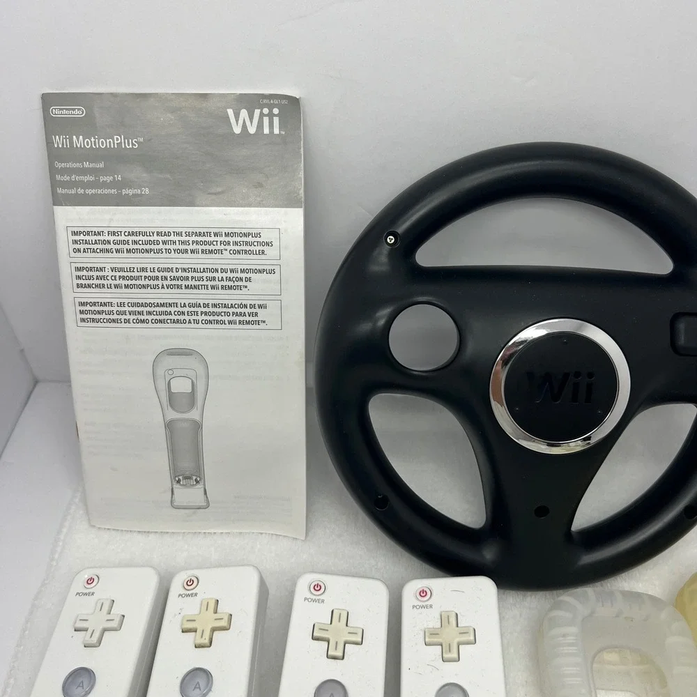 Nintendo Wii Controller Lot 15pc White Black Good Untested OEM Remotes Wheel